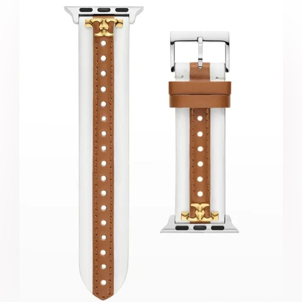 Tory Burch Gold and Tan Leather Watch Strap
